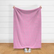 1" hot pink and white buffalo plaid - pink and white plaid, pink plaid, pink tartan, tartan, buffalo check - girls plaid - pink and white