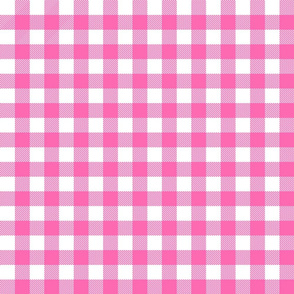 1" hot pink and white buffalo plaid - pink and white plaid, pink plaid, pink tartan, tartan, buffalo check - girls plaid - pink and white