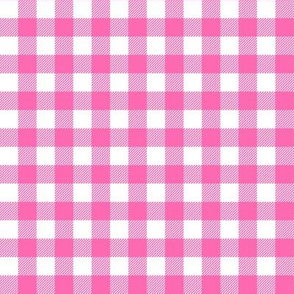 1/2"  hot pink and white buffalo plaid - pink and white plaid, pink plaid, pink tartan, tartan, buffalo check - girls plaid - pink and white