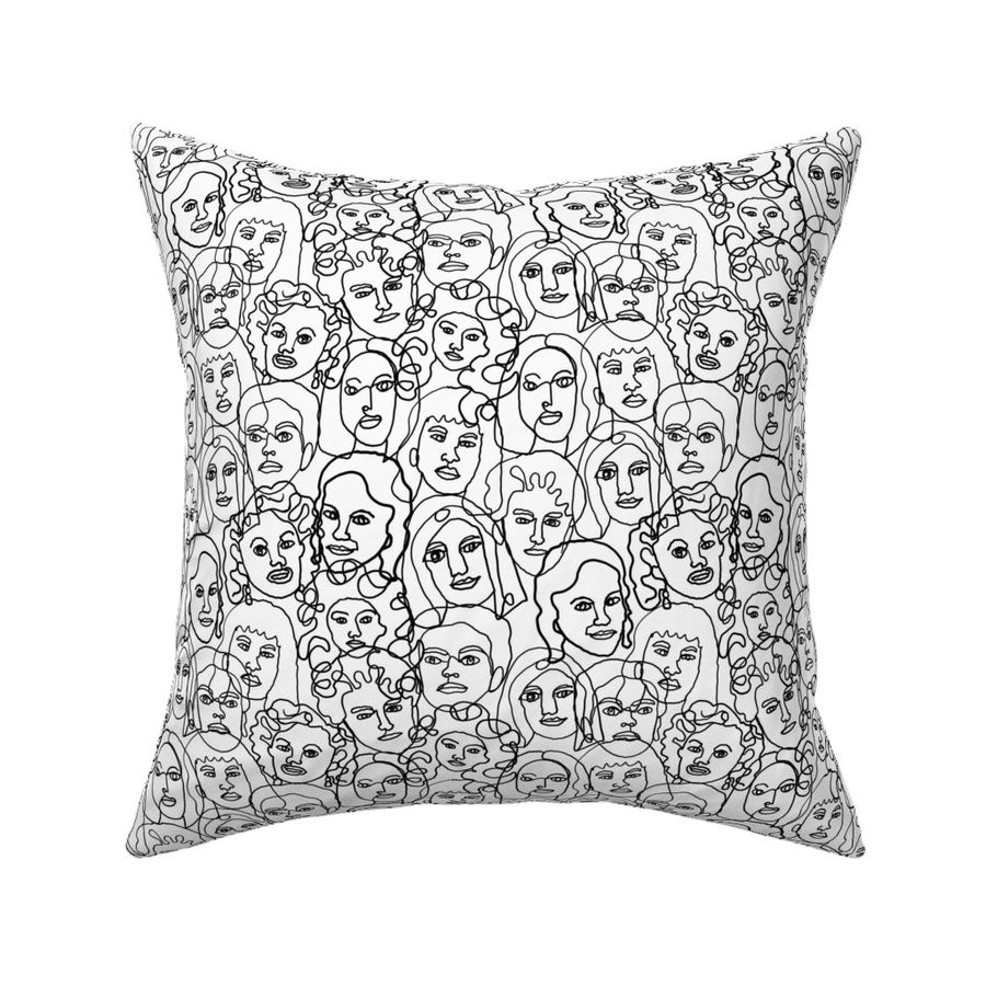 Roostery Pillow Sham Figure Figure Drawing Drawing Line Drawing Art Black and White Continuous Line Print 100% Cotton Sateen 26in x 20in Knife-Edge Sham