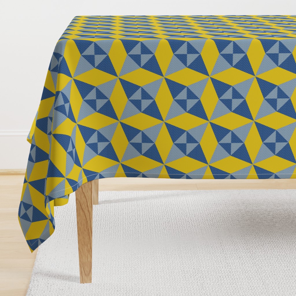 Crossed Canoes in Trendy 1930s Colors in Blue and Yellow