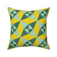 Crossed Canoes in Trendy 1930s Colors in Green and Yellow