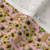 SMALL - French Bulldog frenchie sunflowers floral dog silhouette dog breed fabric 