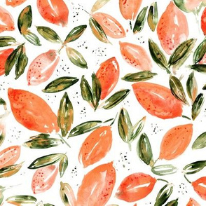 Orange lemons • surreal watercolor pattern for kitchen