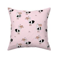 Little Pelican and fish friends of the sea summer birds girls pink