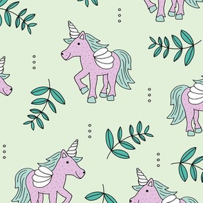 Sweet Unicorn lush summer jungle cute kawaii horses fantasy design mint green lilac