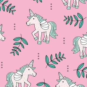 Sweet Unicorn lush summer jungle cute kawaii horses fantasy design pink mint