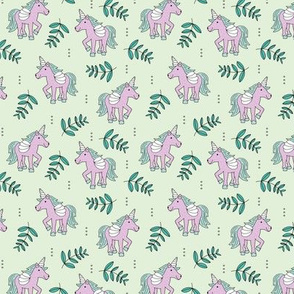 Sweet Unicorn lush summer jungle cute kawaii horses fantasy design mint green lilac SMALL