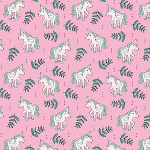 Sweet Unicorn lush summer jungle cute kawaii horses fantasy design pink mint SMALL