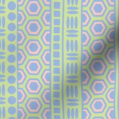 Byzantium Greek Geometric Striped Abstract in Pastel Blue Pink Green