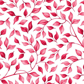 Red Leaves On White