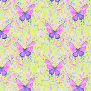 watercolor butterfly neon green