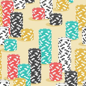 Stacked Poker Chips in Retro Colors