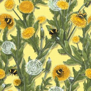  Widdle Bitty Bees Dandelions on Buttercream Yellow//Kim Marshall