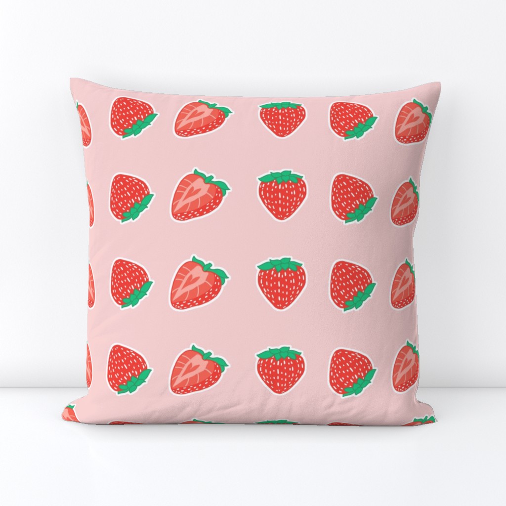 Large Scale Strawberries on Light Pink