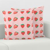 Large Scale Strawberries on Light Pink