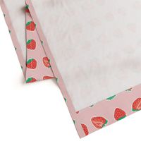 Large Scale Strawberries on Light Pink