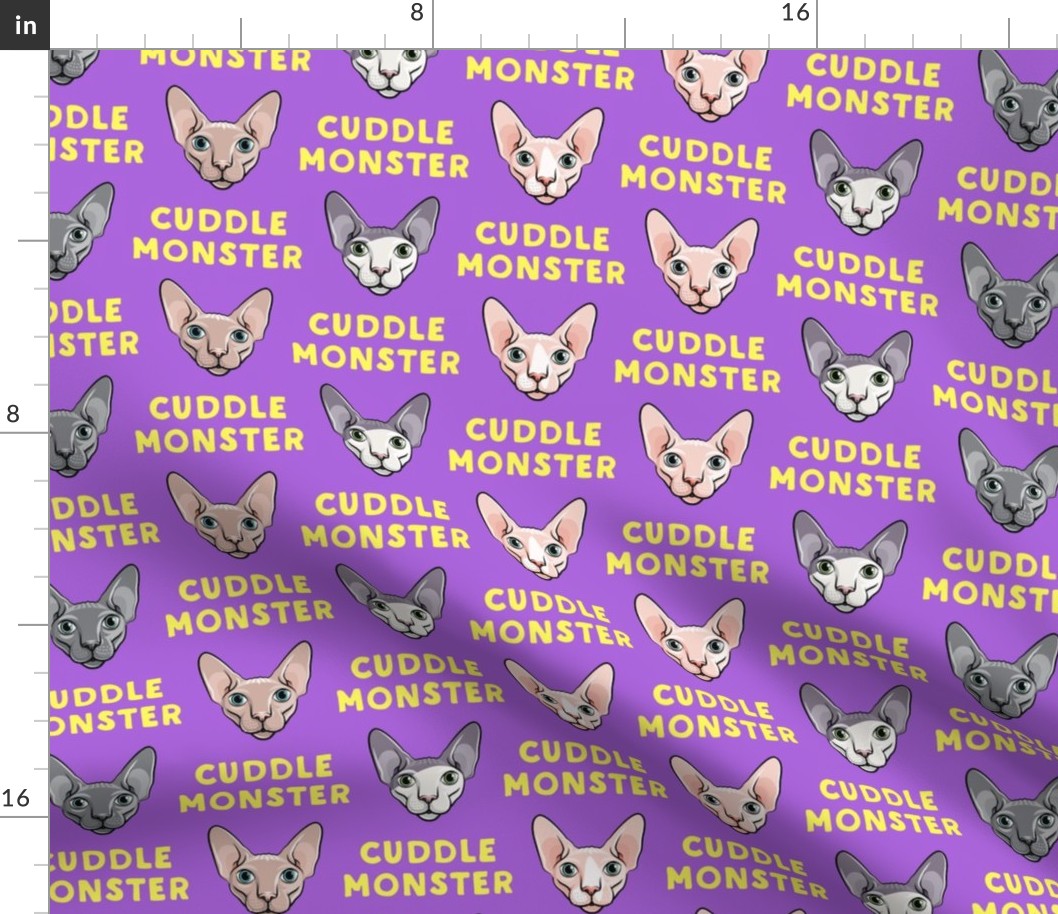 Cuddle Monster - Sphynx Cats - Hairless Cats - Purple - LAD19