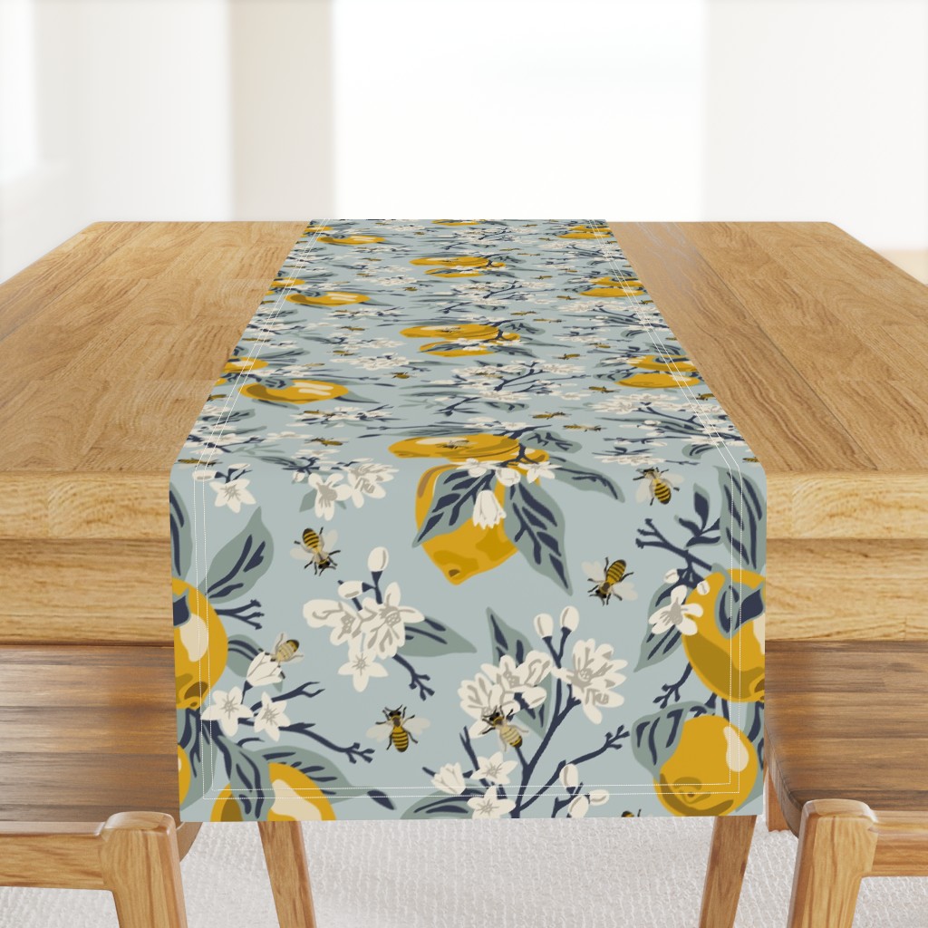 Bees & Lemons - Large - Blue (original colors)