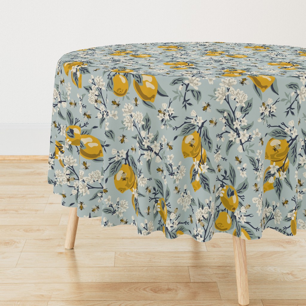 Bees & Lemons - Large - Blue (original colors)