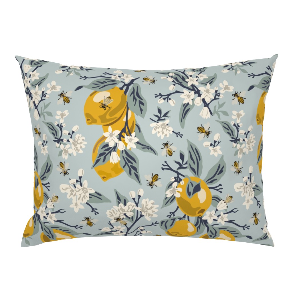 Bees & Lemons - Large - Blue (original colors)