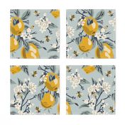 Bees & Lemons - Large - Blue (original colors)