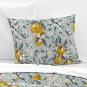 Bees & Lemons - Large - Blue (original colors)