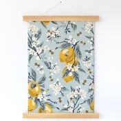 Bees & Lemons - Large - Blue (original colors)
