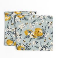 Bees & Lemons - Large - Blue (original colors)