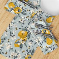 Bees & Lemons - Large - Blue (original colors)