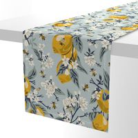 Bees & Lemons - Large - Blue (original colors)