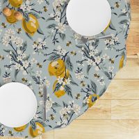 Bees & Lemons - Large - Blue (original colors)