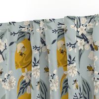 Bees & Lemons - Large - Blue (original colors)