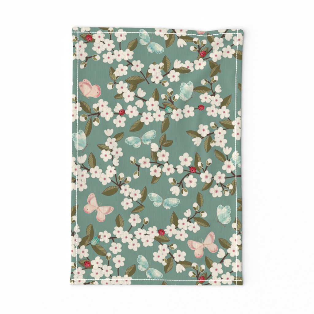 Cherry Blossom in Teal