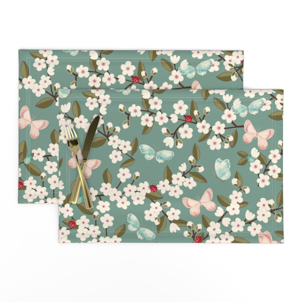 Cherry Blossom in Teal