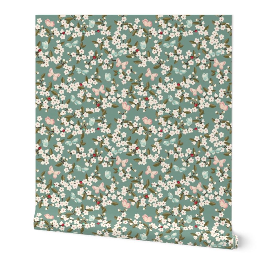 Cherry Blossom in Teal