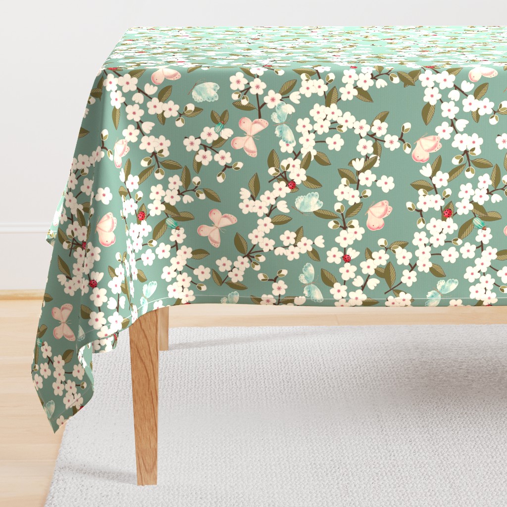 Cherry Blossom in Teal