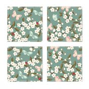 Cherry Blossom in Teal