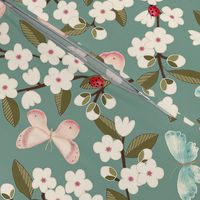 Cherry Blossom in Teal