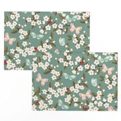 Cherry Blossom in Teal