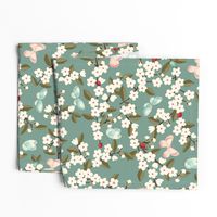 Cherry Blossom in Teal