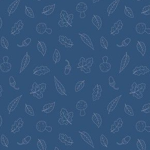 Ditsy Woodland Leaves - simple line Royal Blue 2