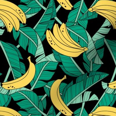 bananas and leaves - black