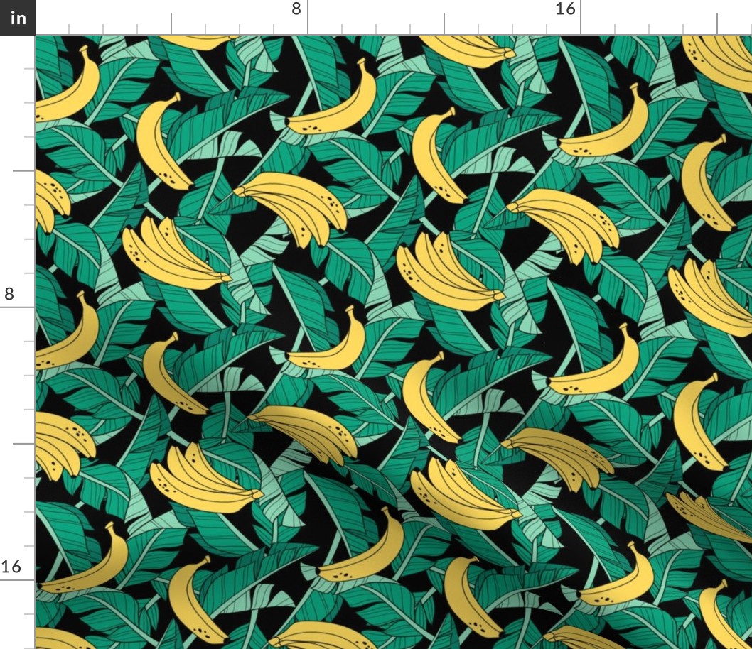 bananas and leaves - black