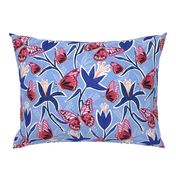 lilies and butterflies - periwinkle blue