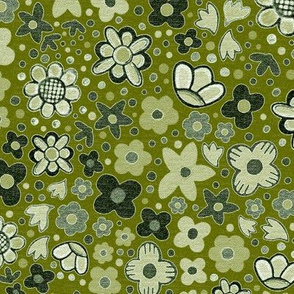 Floral Whimsy Moss Green