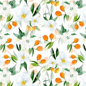  Lemonade - Summer Mediterranean Fresh hand drawn Kumquat on white - double layer