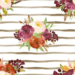 Cranberry Fall Florals // Caramel Stripes