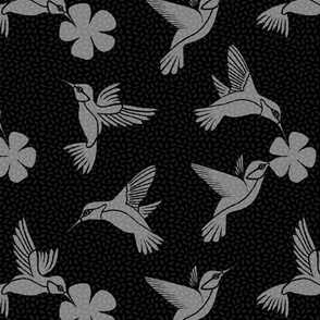 Hummingbirds in Flight - Monochrome