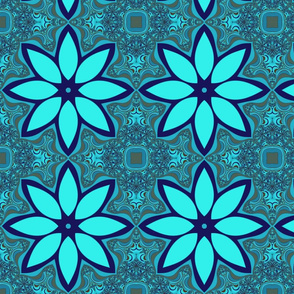 Blue flower tiled fractal